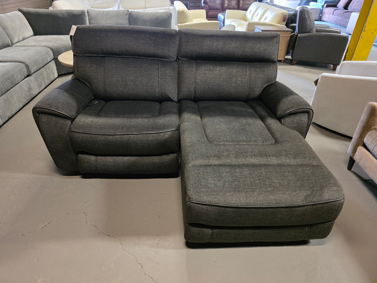 Hutchenson 2-Pc. Fabric Power Recliner Sofa w/Chaise (Moss)