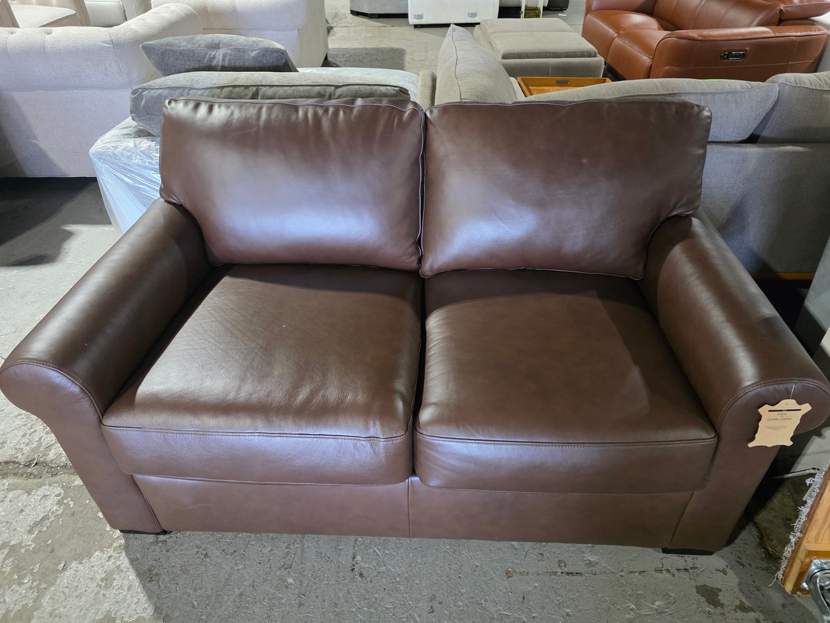 Radley Roll Arm 61" Leather Loveseat (Chocolate)