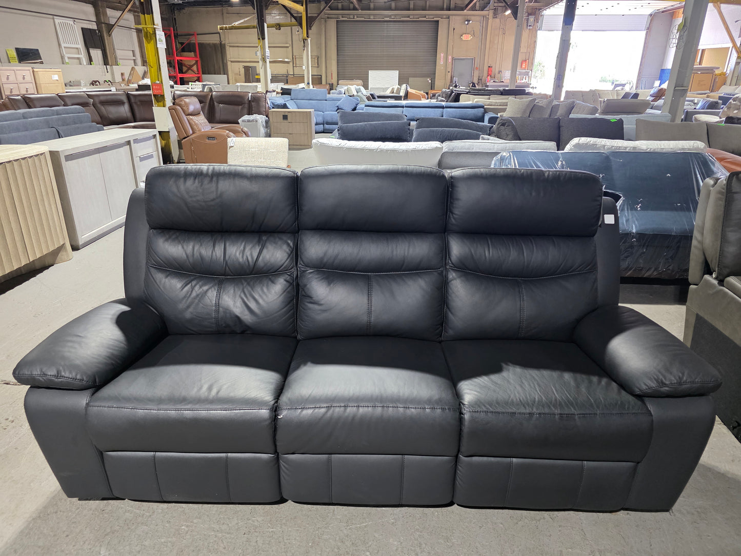 White Label Rittman 87" Power Double Reclining Sofa (Black)