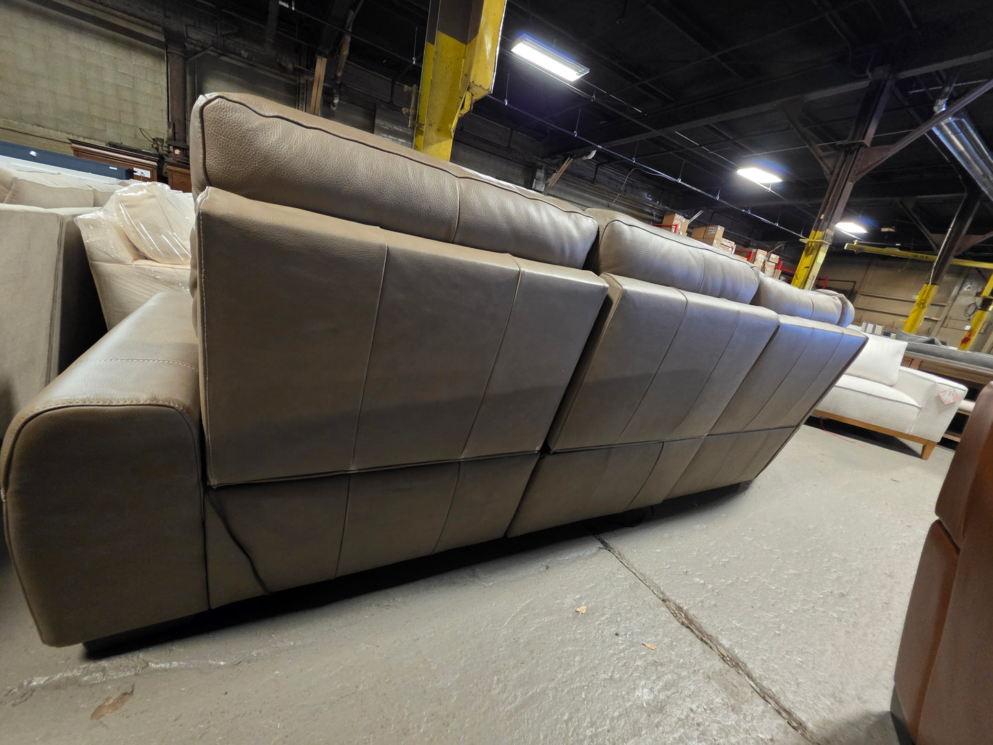 5-Pc. Leather Sectional with 3 Power Recliners (Taupe)