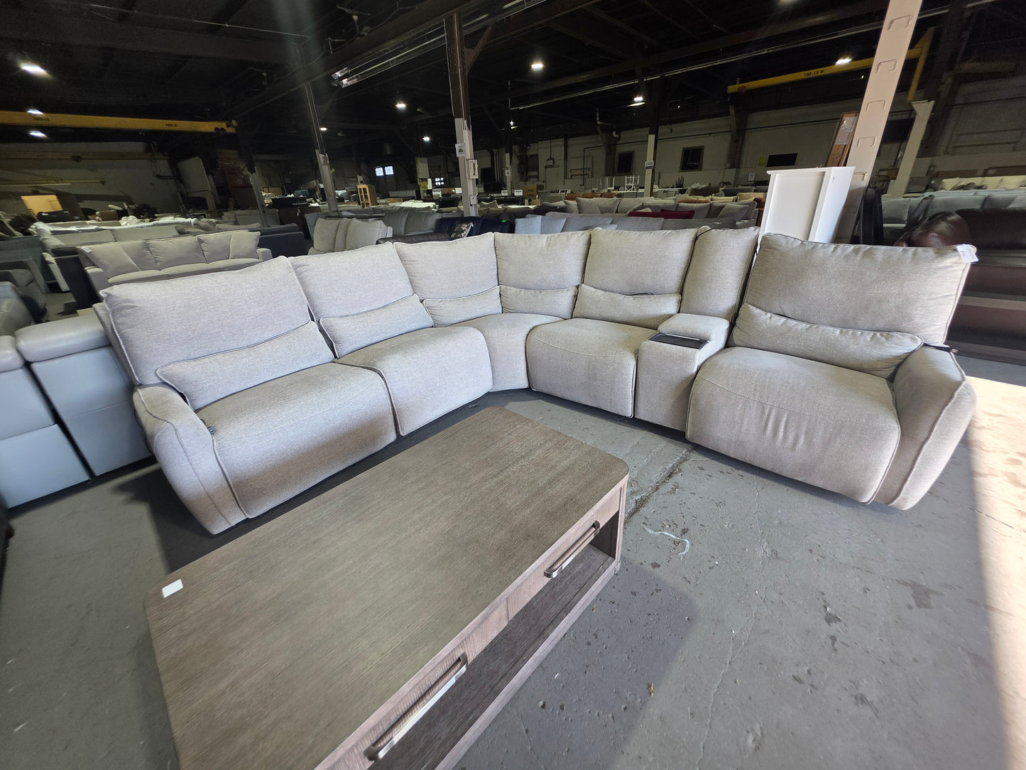 Olper 6-Pc. Fabric Zero Wall Sectional Sofa with Three Power Motion Pieces & Console