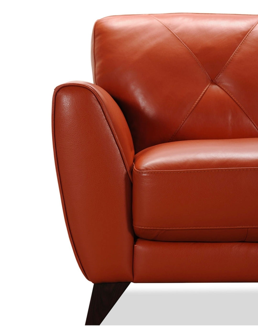 Myia 82" Tufted Back Leather Sofa (Terracotta Orange)