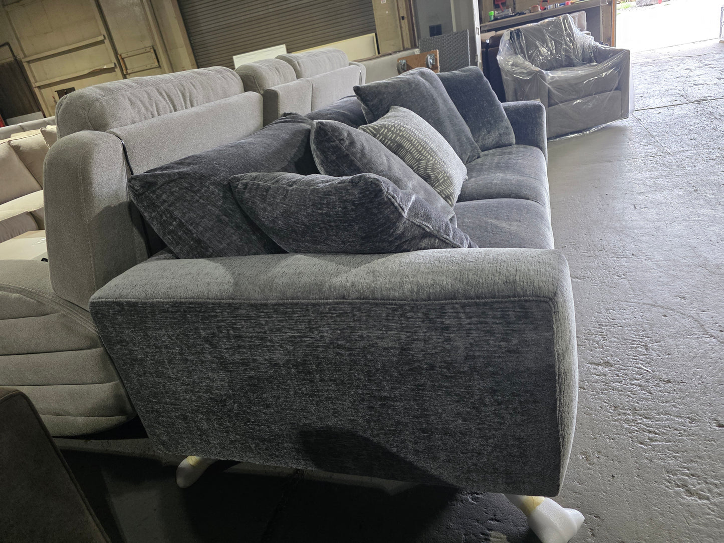Grey Fabric Apartment Sofa