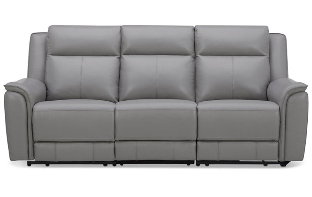 Addyson 88" 3-Pc. Leather Sofa with 2 Zero Gravity Recliners with Power Headrests (Ash)
