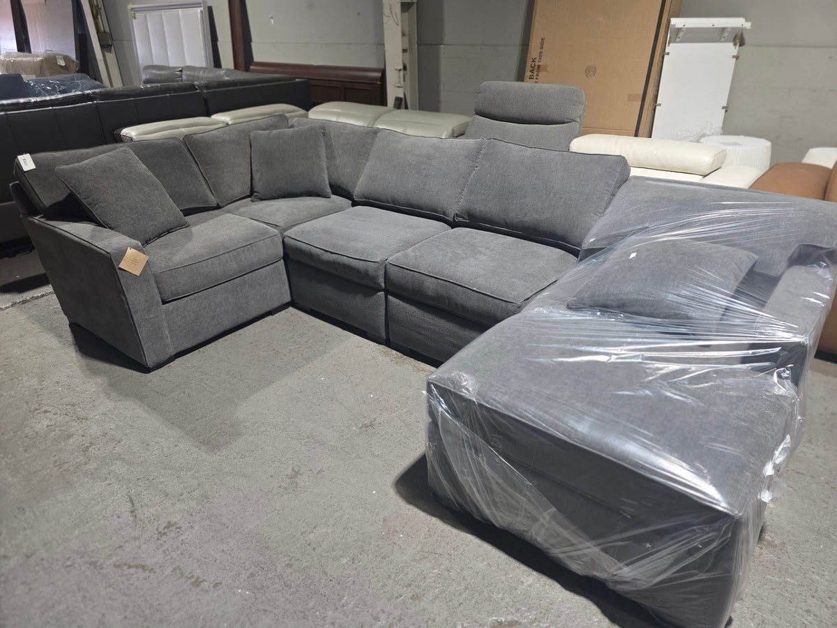 Radley 5-pc. Fabric Sectional with Chaise (Heavenly Mocha Grey)