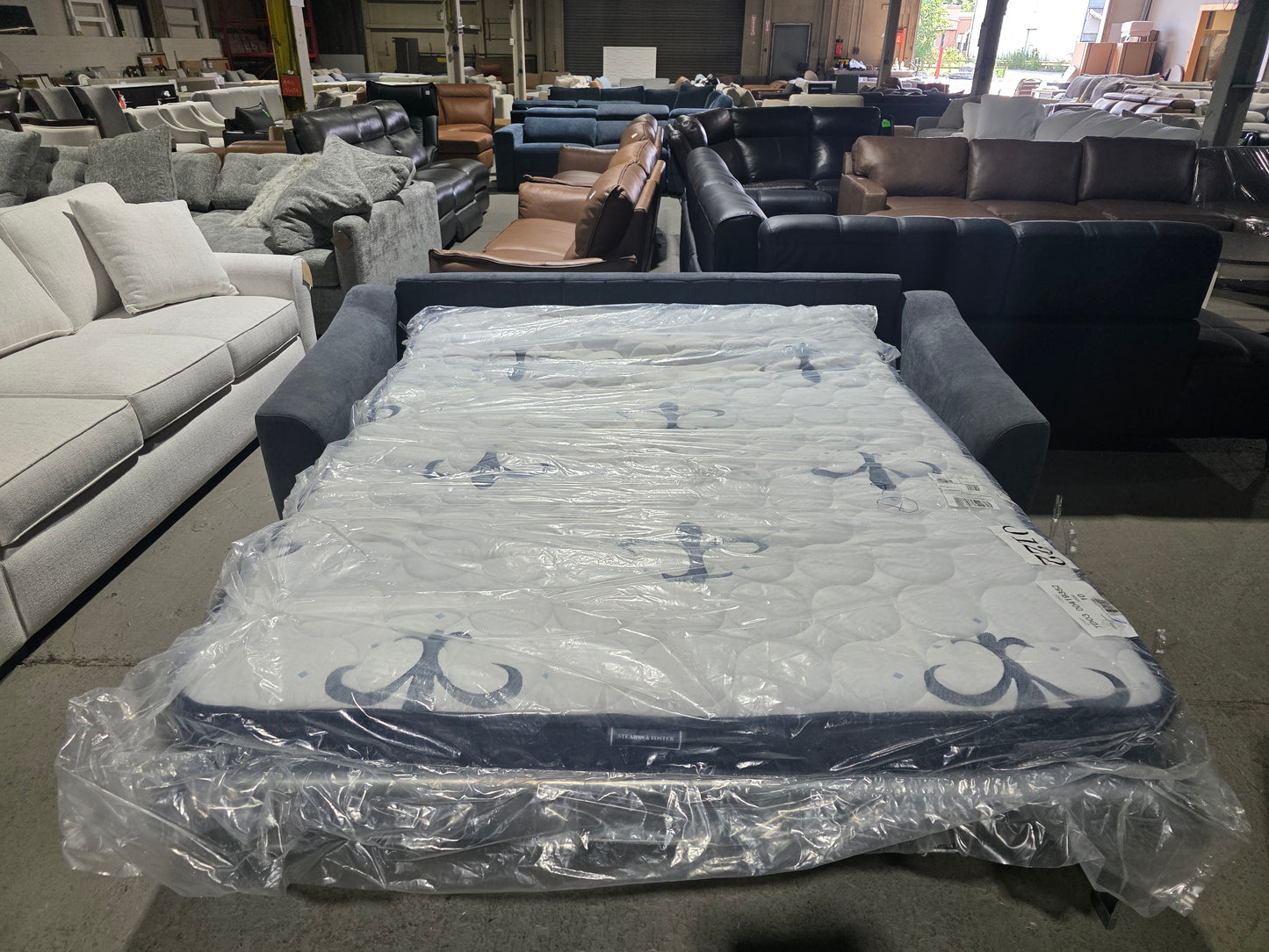 Stearns & Foster 83 in. Queen Sleeper Sofa Bed with 8 in. Hybrid Mattress, Dark Gray