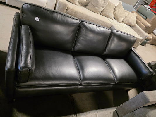 Virton 87" Leather Sofa (Black)