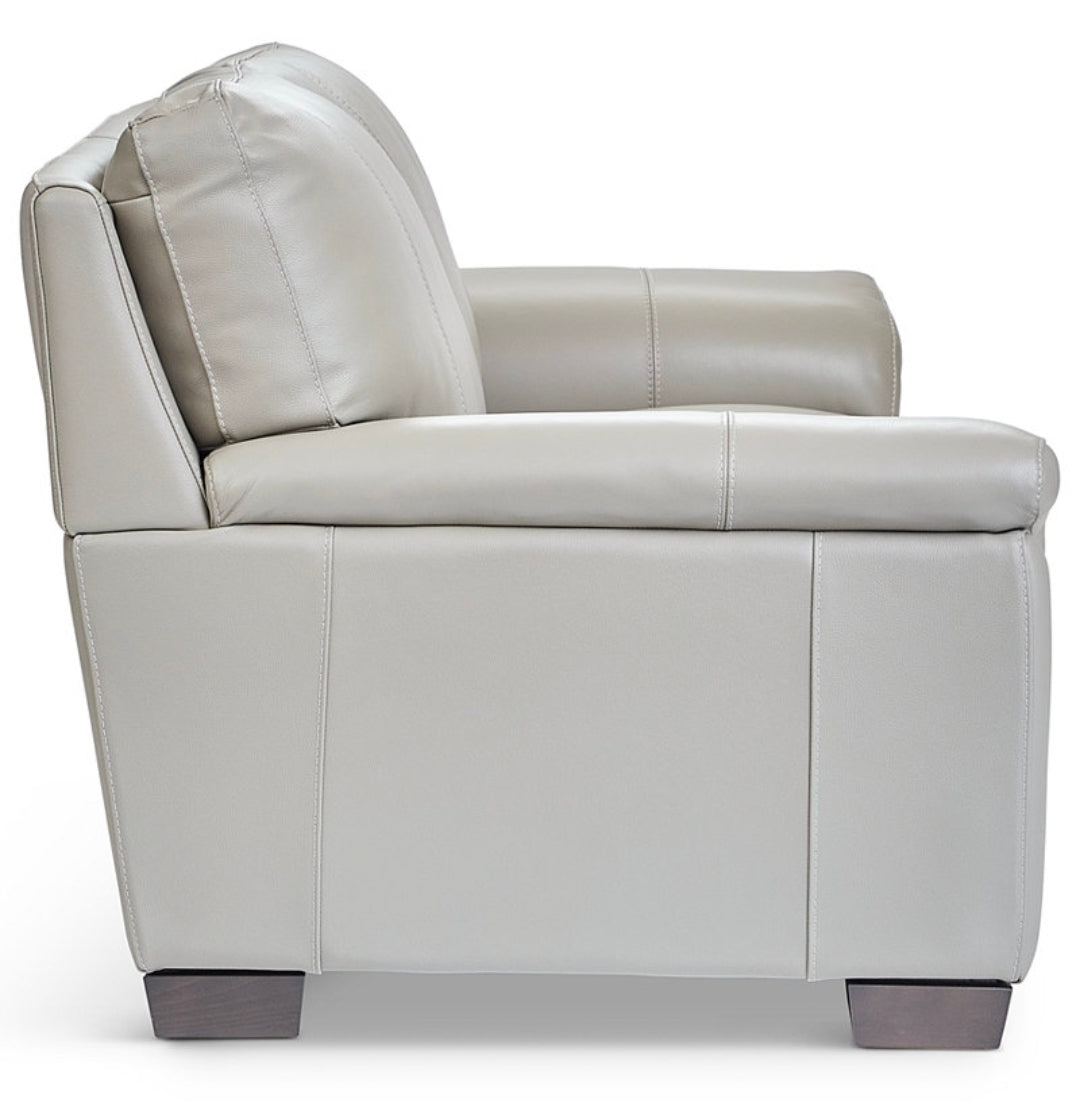 Cobbie Leather 89" Sofa (Feather Grey)