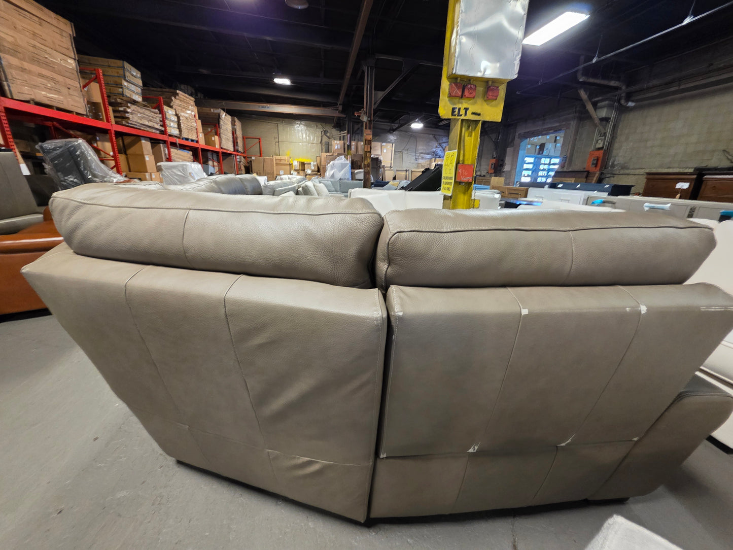 5-Pc. Leather Sectional with 3 Power Recliners (Taupe)