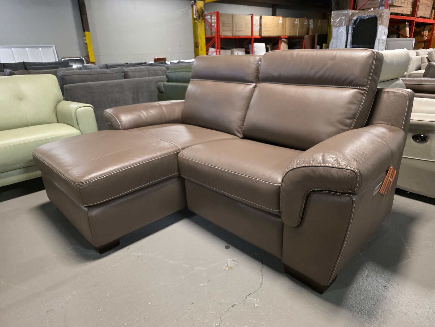 Julius II 2-Pc. Leather Chaise Sectional Sofa With Power Recliner, Power Headrest & USB Power Outlet