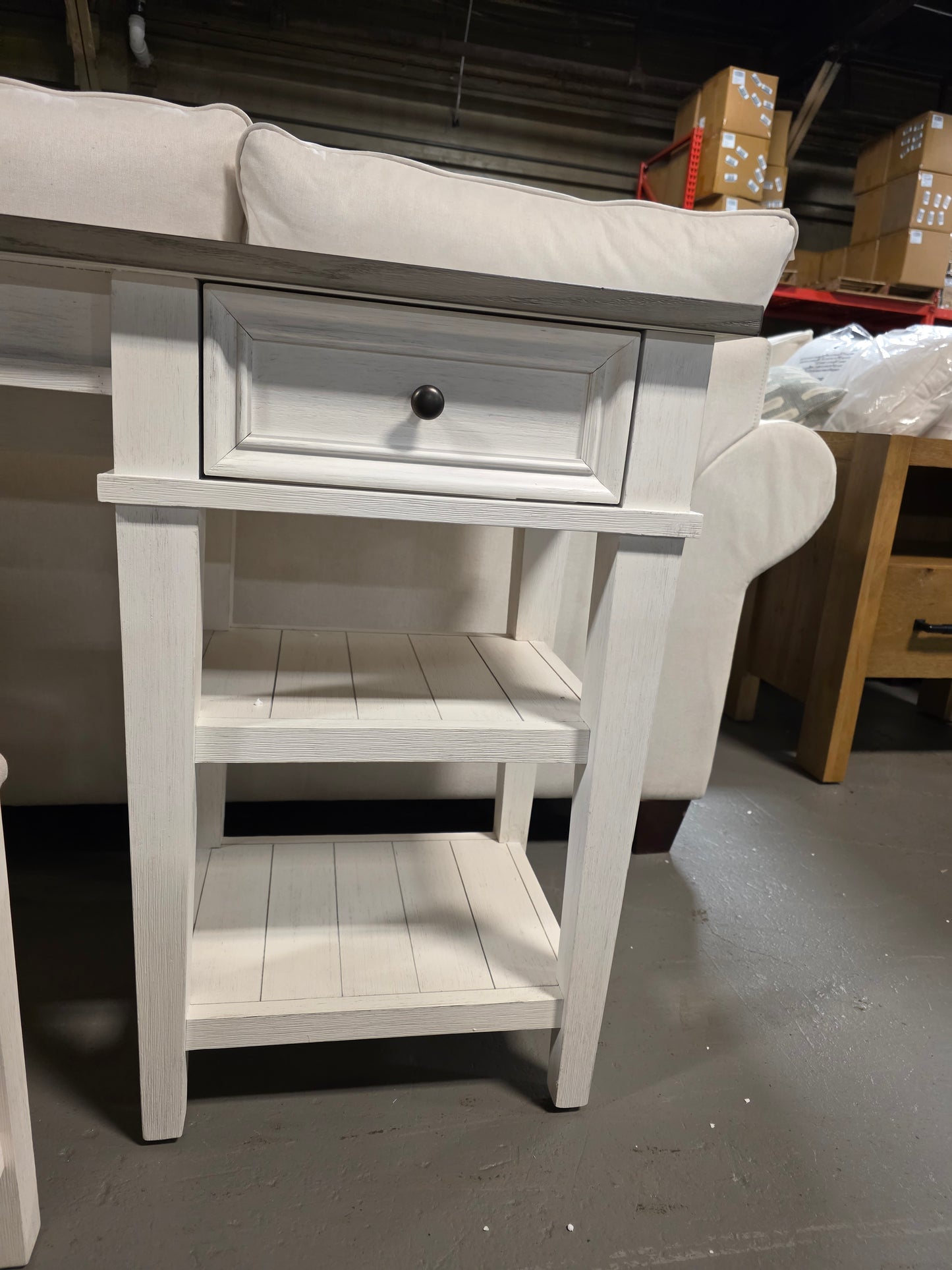 Dawnwood 60" Wood Sofa Writing Table with Stool (White)