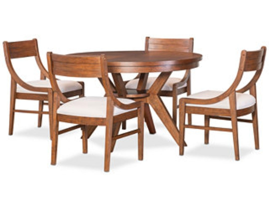 Greystone II 5-Pc. Dining Set (Round Table & 4 Chairs) Brown