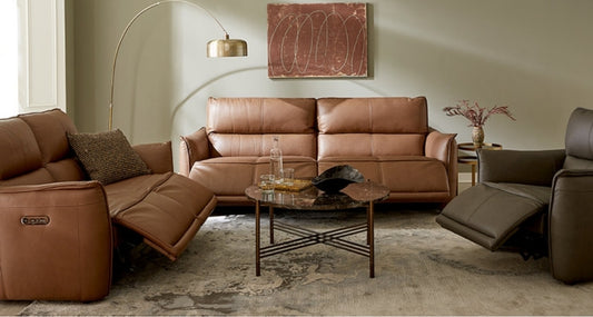 Polner 91" Leather Power Motion Sofa (Russet)