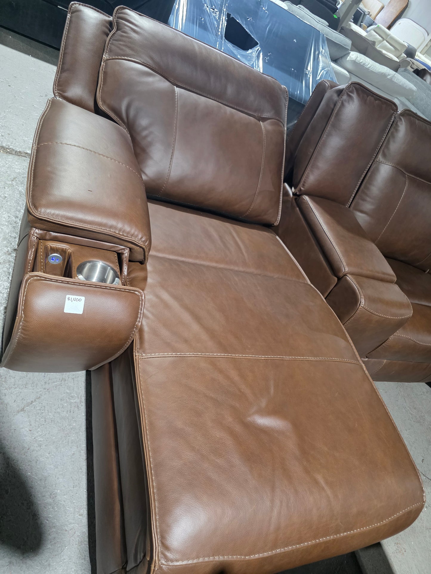 Hansley Leather Sectional w/ Reclining Chaise