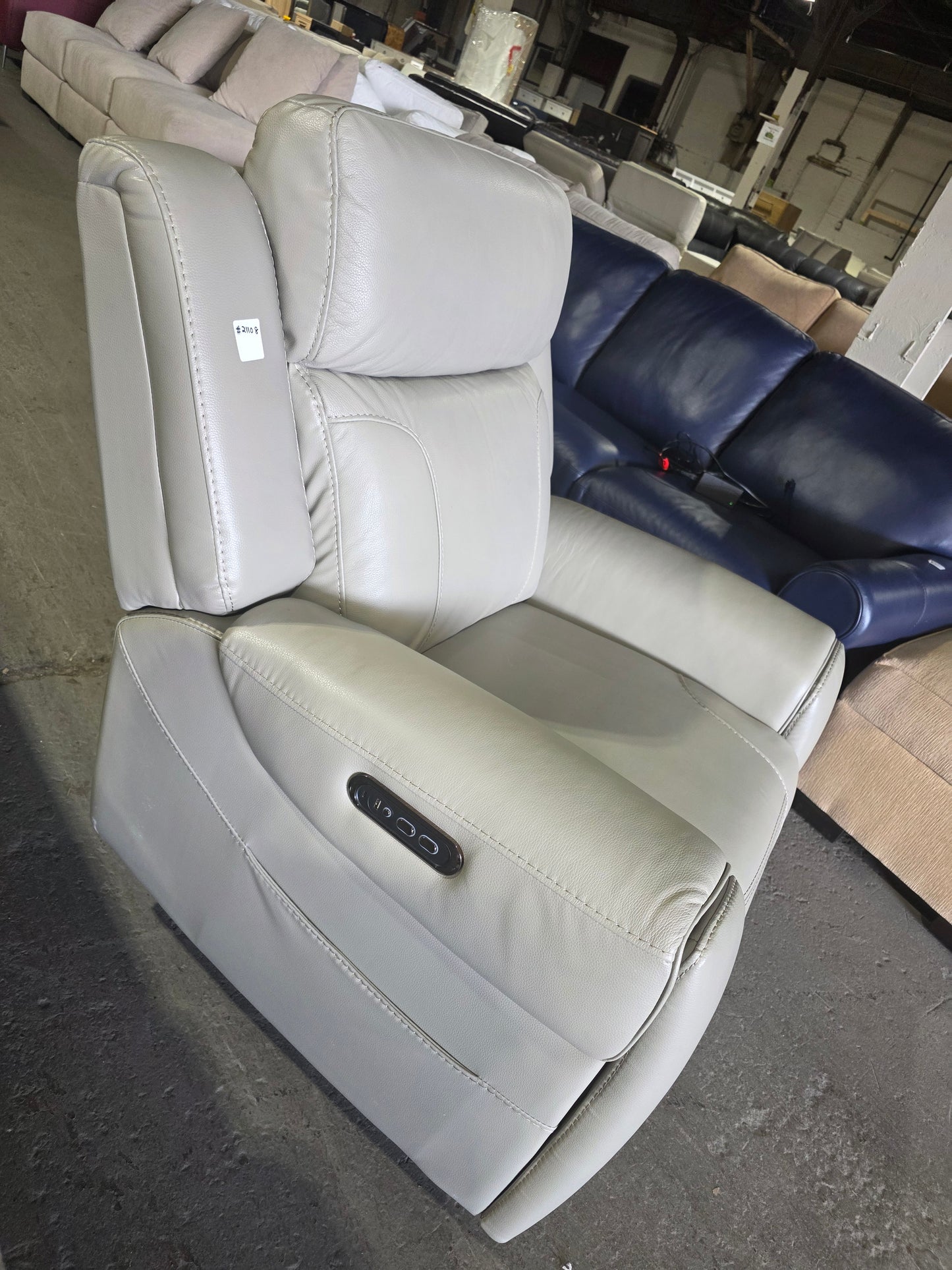 Grey Leather Recliner