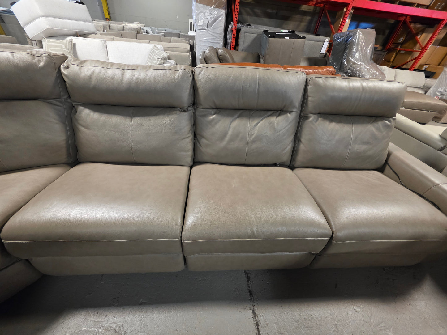 5-Pc. Leather Sectional with 3 Power Recliners (Taupe)