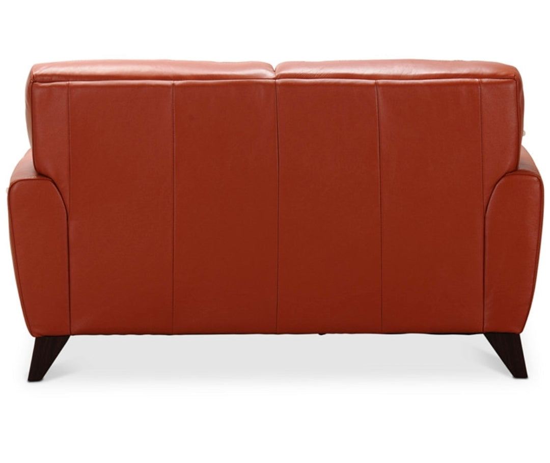 Myia 82" Tufted Back Leather Sofa (Terracotta Orange)