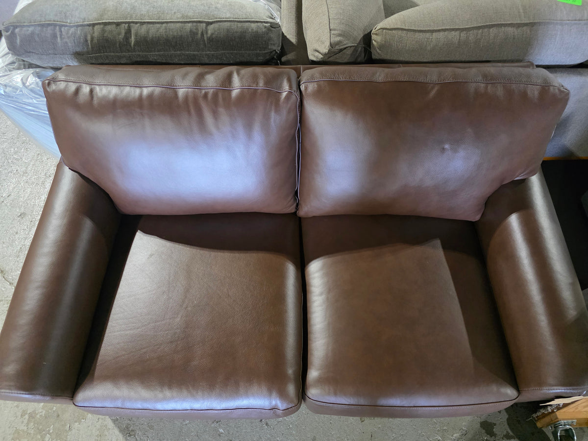 Radley Roll Arm 61" Leather Loveseat (Chocolate)