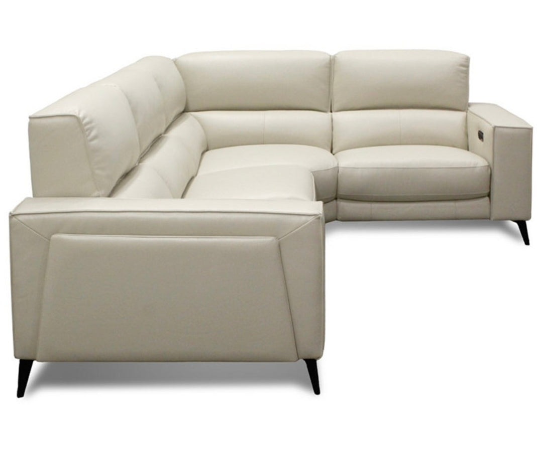 Neiwert 4-Pc. Leather Sofa Sectional with 3 Power Recliners (Silver Grey)