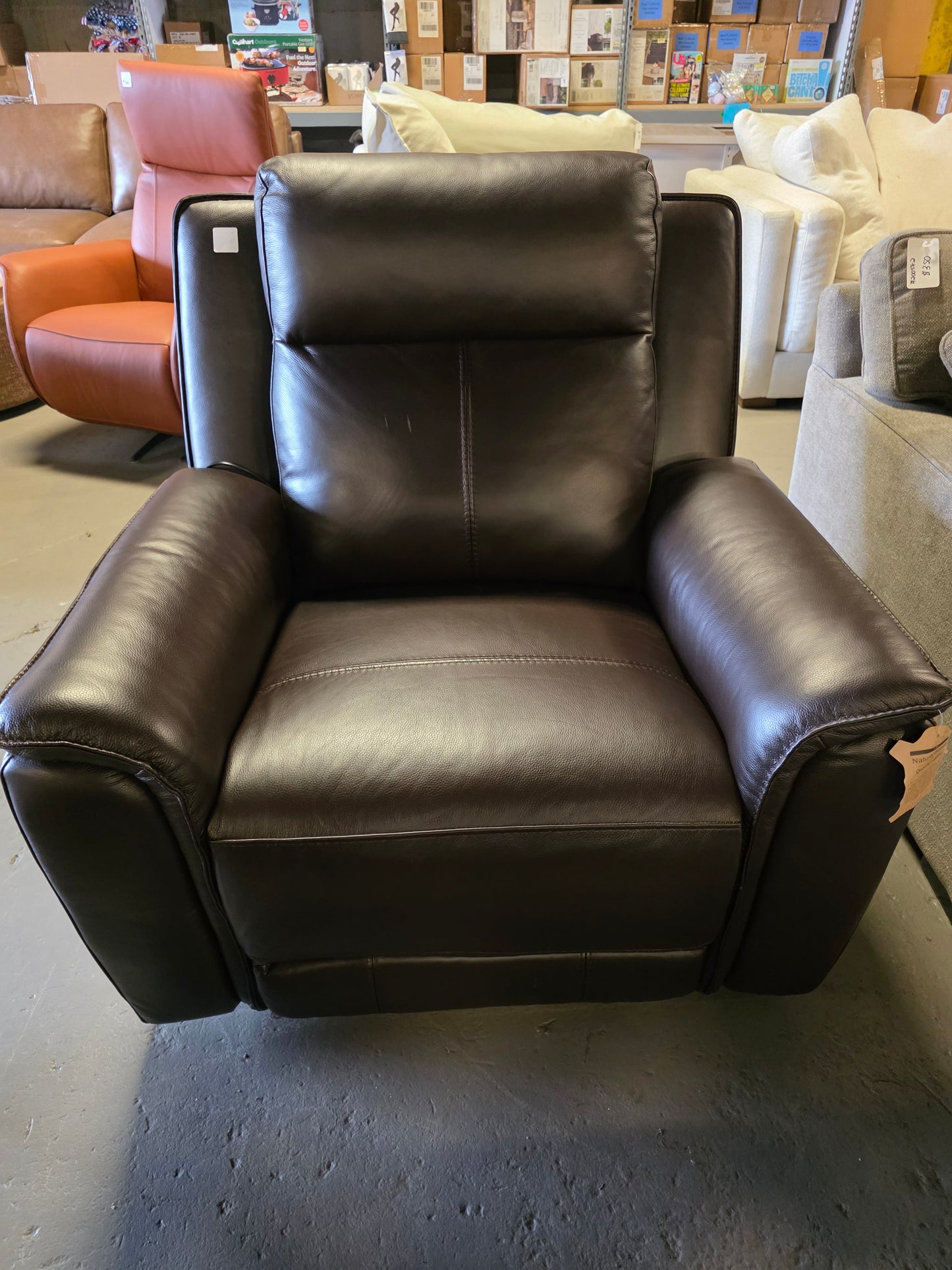 Addyson 41" Zero Gravity Leather Recliner with Power Headrest (Chocolate)