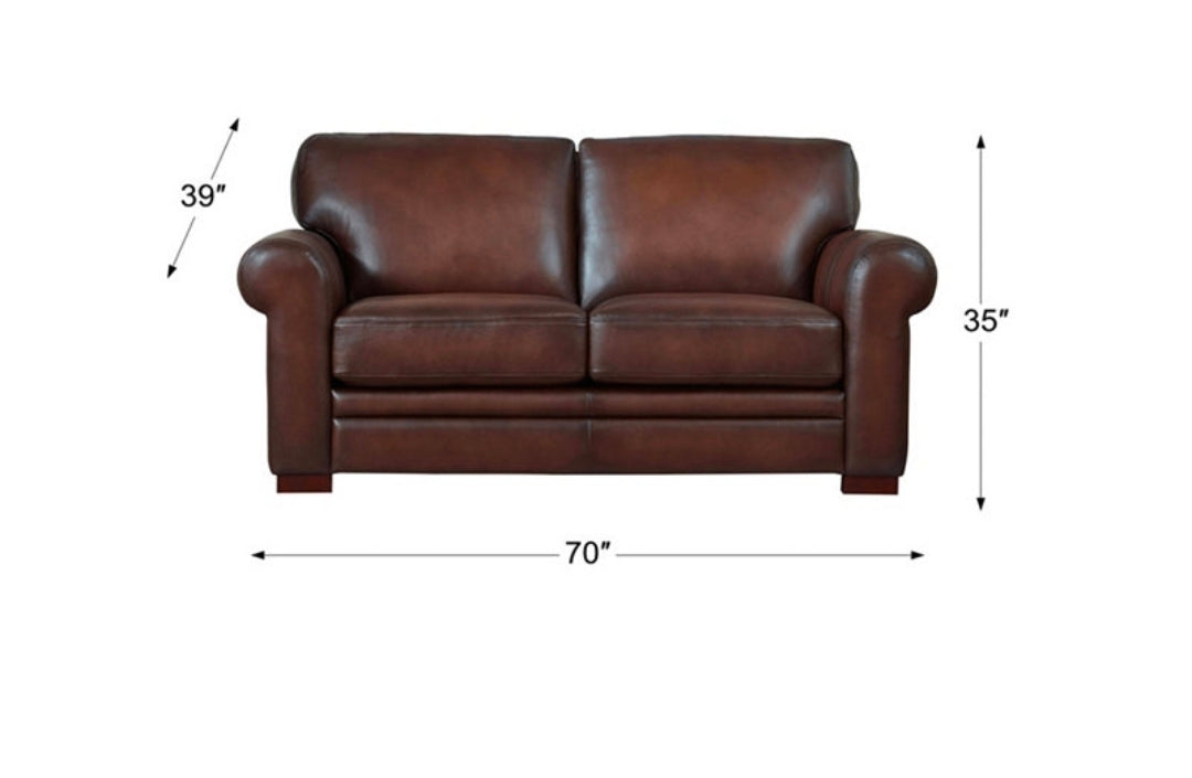 Brookfield 70" Top Grain Leather Loveseat