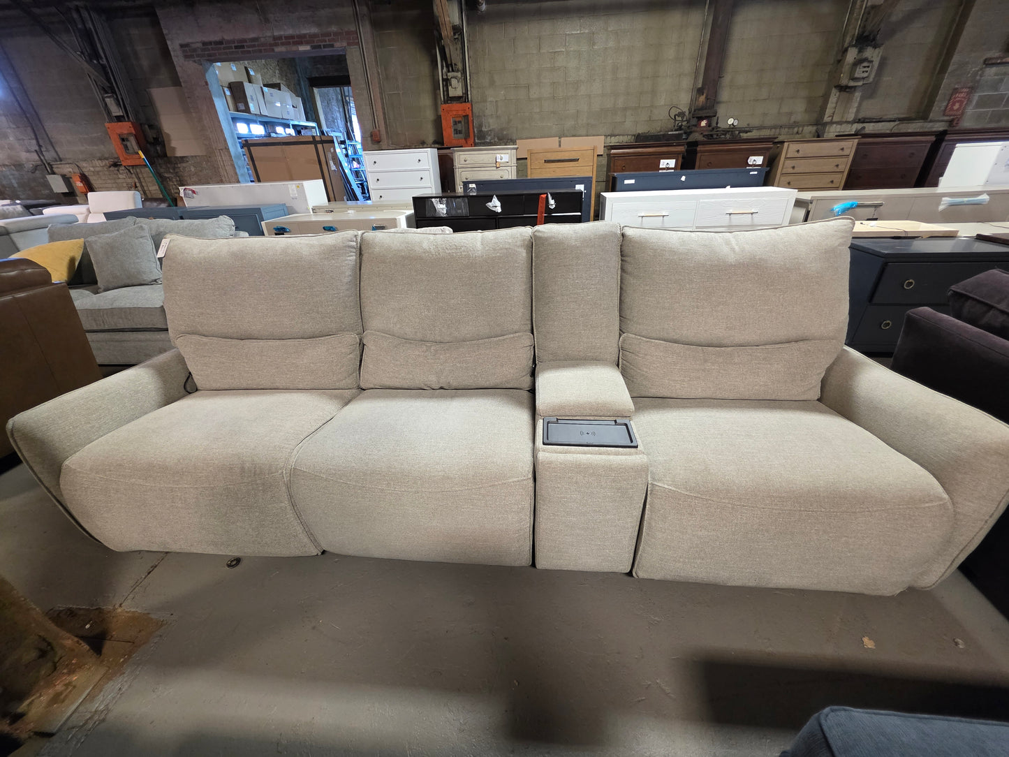 Olper 3-Pc. Fabric Zero Wall Sectional Sofa w/ 3 power recliners