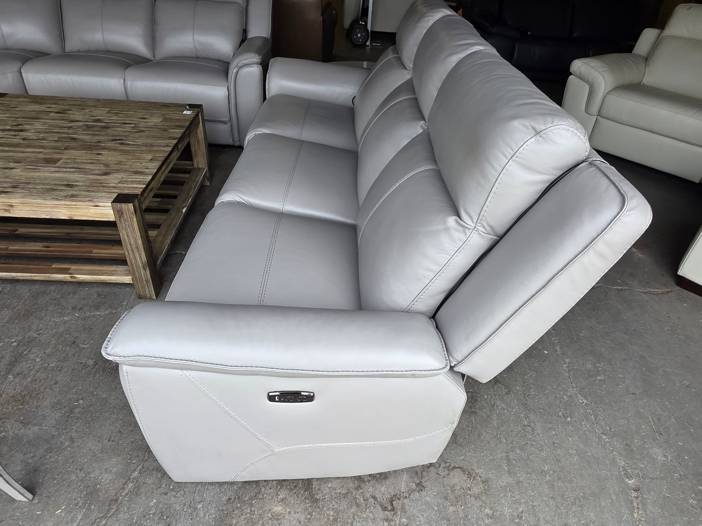 Addyson 88" 3-Pc. Leather Sofa with 2 Zero Gravity Recliners with Power Headrests (Ash)