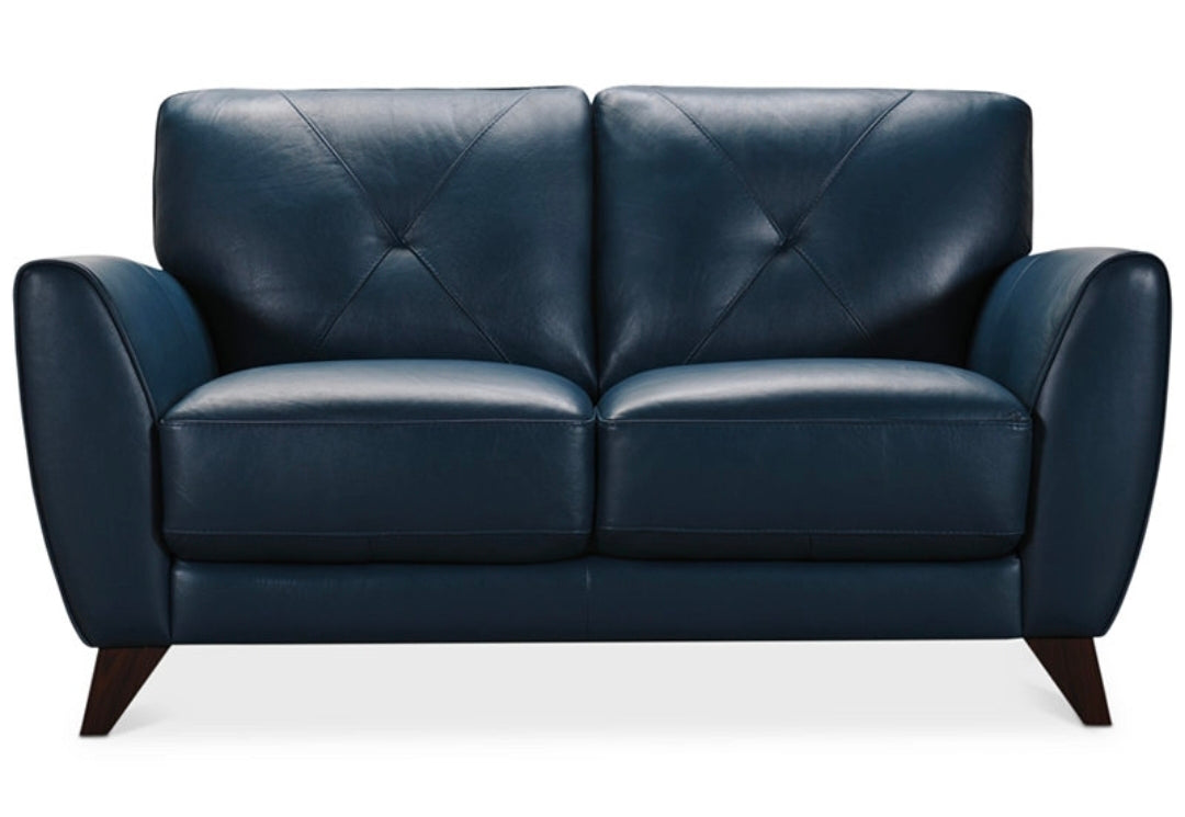 Myia 62" Leather Loveseat (Peacock Blue)